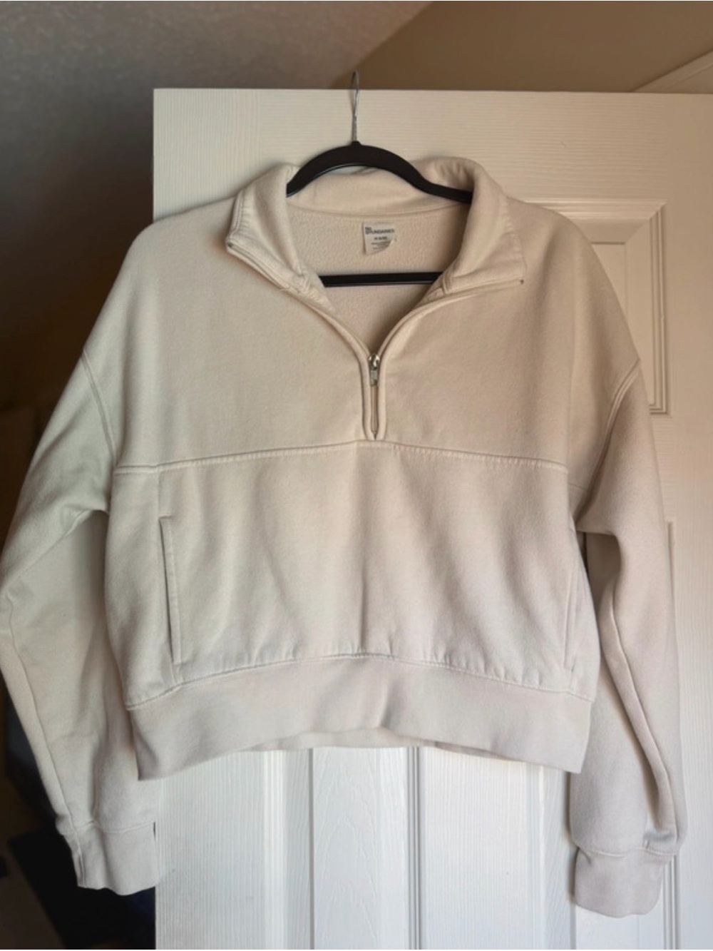 No Boundaries Cream Half-Zip Cowl Turtleneck Pullover